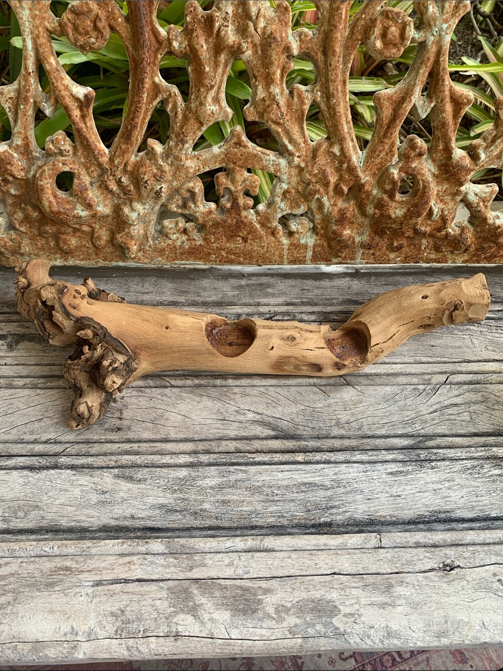 Natural Driftwood Candle Holder Accent Piece - Light Brown